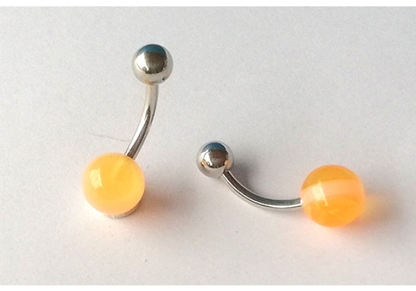 Piercing nombril acrylique orange et blanc