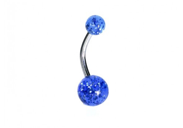 Piercing nombril acrylique glitter bleu