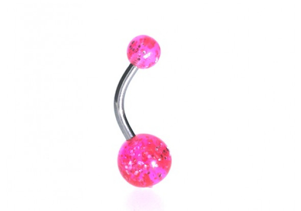 Piercing nombril acrylique glitter rose