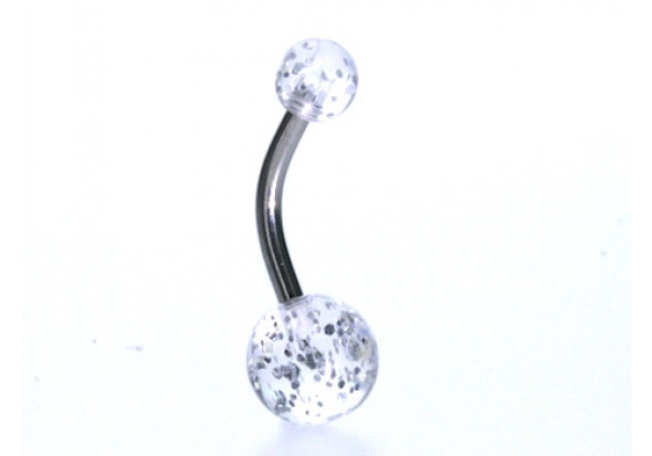 Piercing nombril acrylique glitter transparent