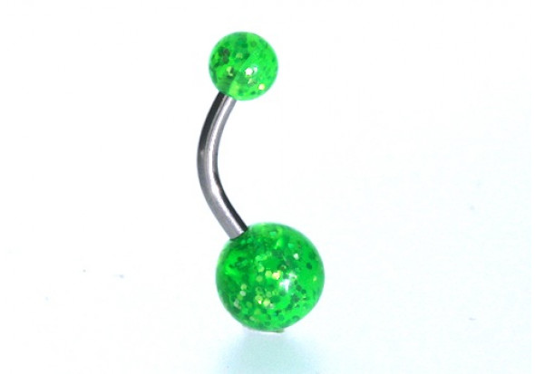 Piercing nombril acrylique glitter vert