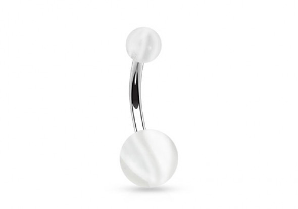 Piercing nombril acrylique bi couleur blanc