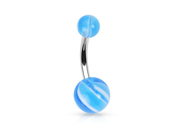 Piercing nombril acrylique bi couleur bleu clair