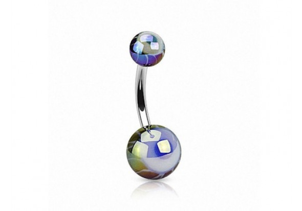 Piercing nombril acrylique oeil bleu