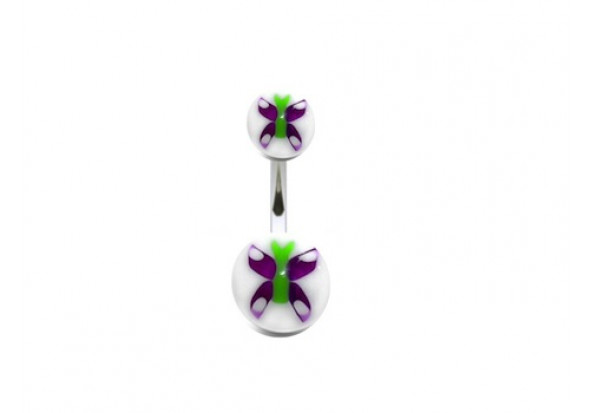 Piercing nombril acrylique papillon violet