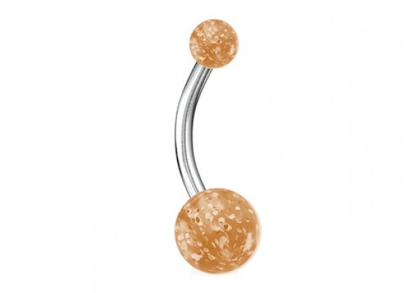 Piercing nombril acrylique glitter orange