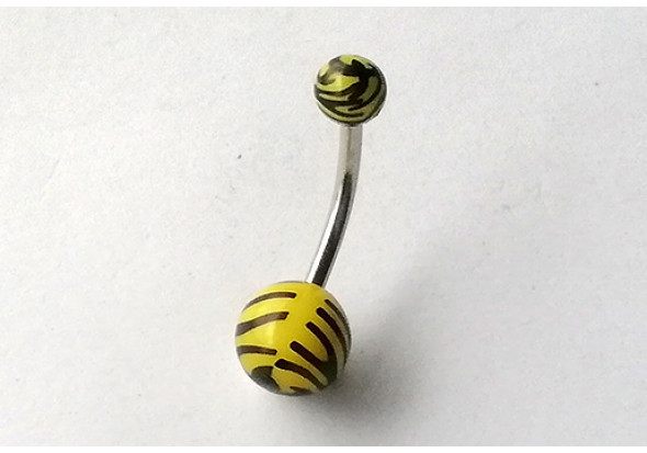 Piercing nombril acrylique tigre jaune