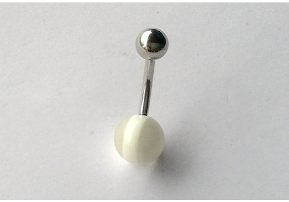 Piercing nombril acrylique TRANSPARENT et blanc