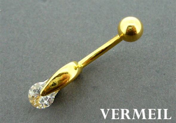 Piercing nombril argent vermeil pierre