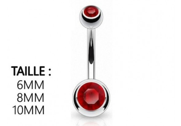 Piercing nombril basique pierre rouge