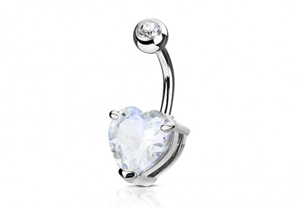 Piercing nombril coeur griffé blanc