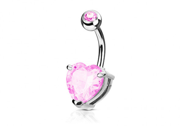 Piercing nombril coeur griffé rose