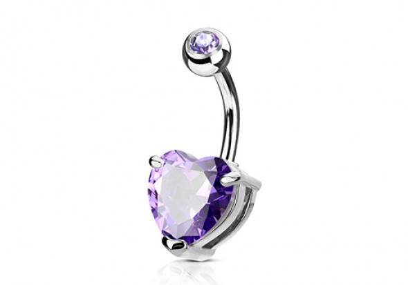 Piercing nombril coeur griffé tanzanite