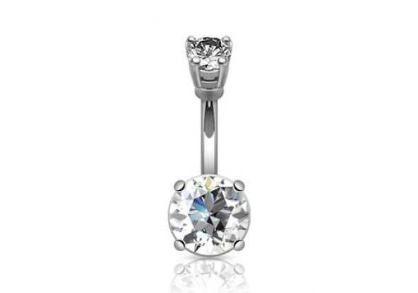 Piercing nombril cristal blanc 10mm