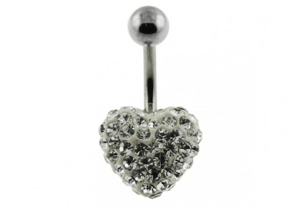 Piercing nombril swarovki coeur 