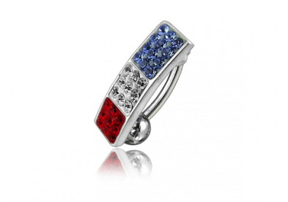 Piercing nombril argent inversé bleu blanc rouge