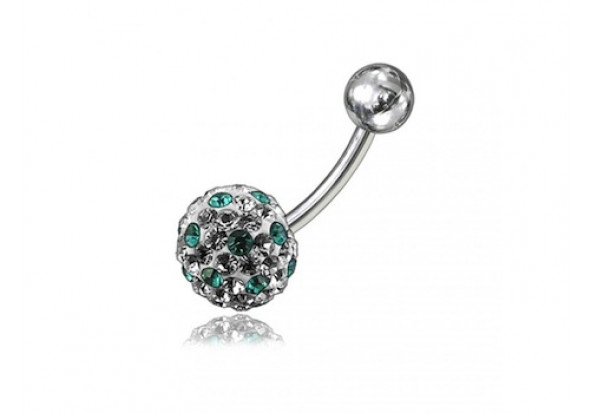 Piercing nombril swarovki point emeraude