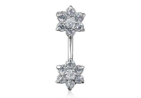 Piercing nombril double fleur blanche