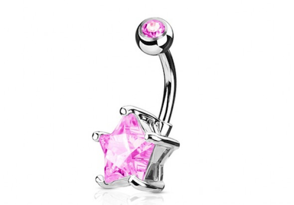 Piercing nombril étoile rose