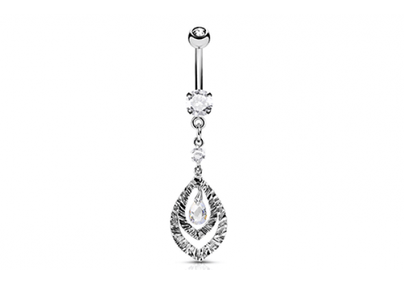 Piercing Nombril Goutte et strass griffés