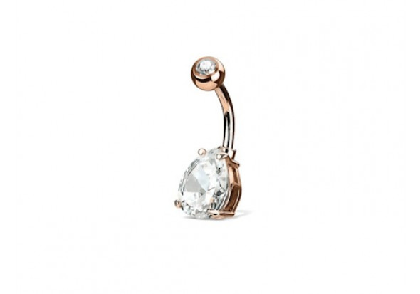 Piercing nombril goutte plaqué or rose 7mm