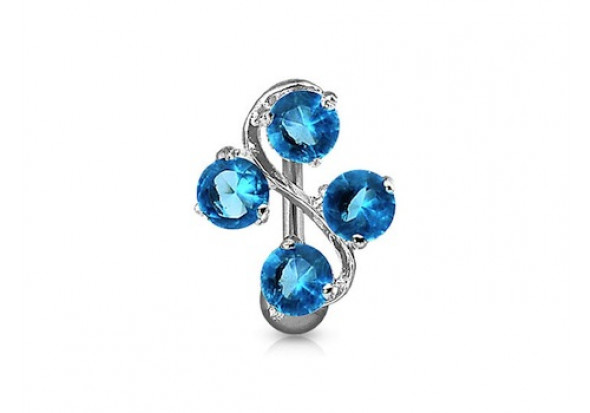 Piercing nombril fleur inversée bleue