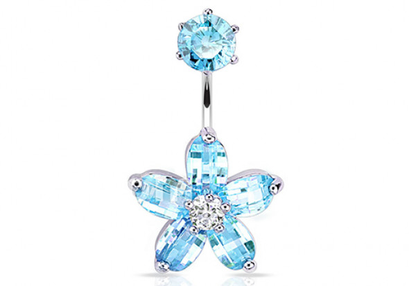 Piercing Nombril fleur turquoise