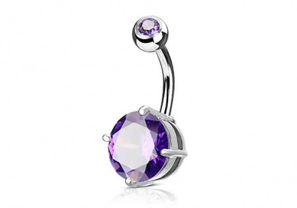 Piercing nombril griffé violet pierre 7mm