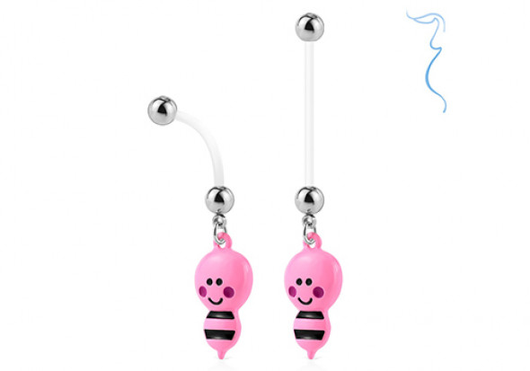 Piercing nombril femme enceinte abeille rose