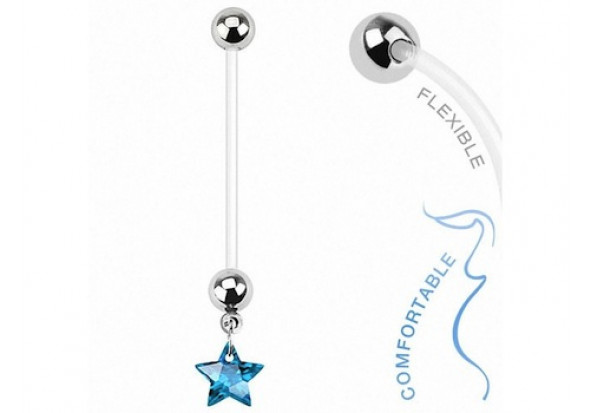 Piercing nombril femme enceinte étoile bleue