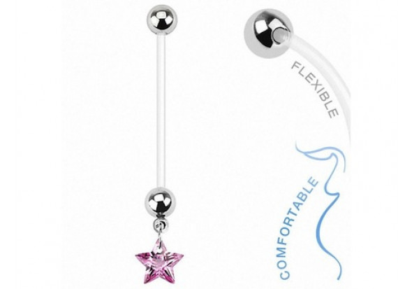 Piercing nombril femme enceinte étoile rose