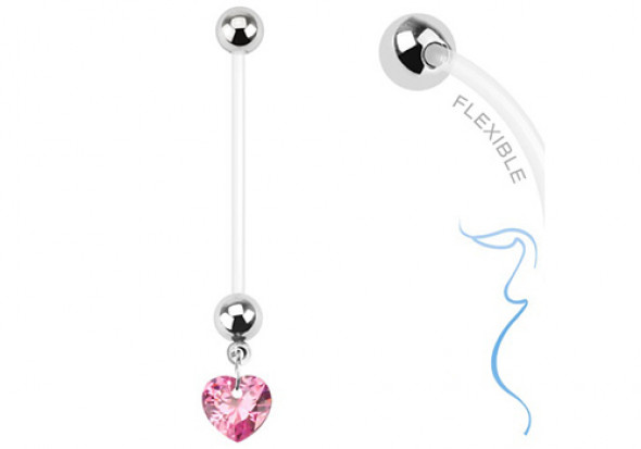 Piercing nombril femme enceinte coeur rose