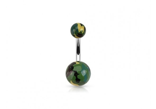 Piercing nombril acrylique camouflage sable