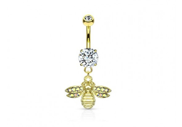 Piercing nombril abeille doré 