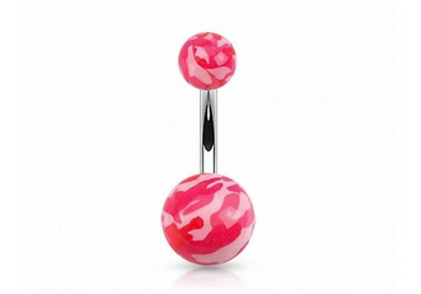 Piercing nombril acrylique camouflage rose