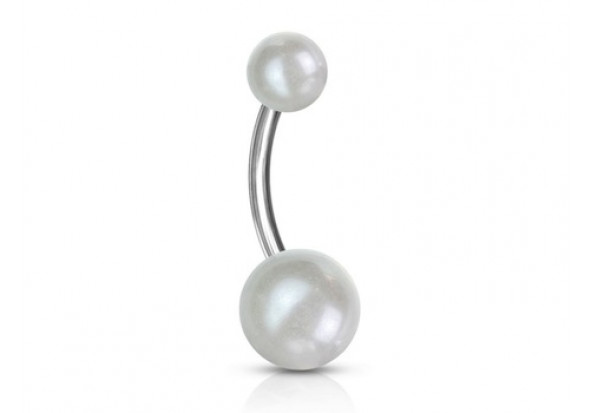 Piercing nombril acrylique perle blanche