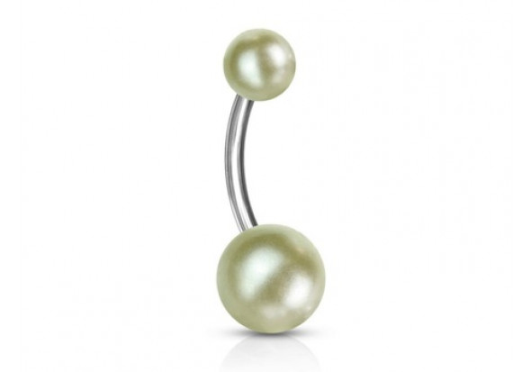Piercing nombril acrylique perle creme