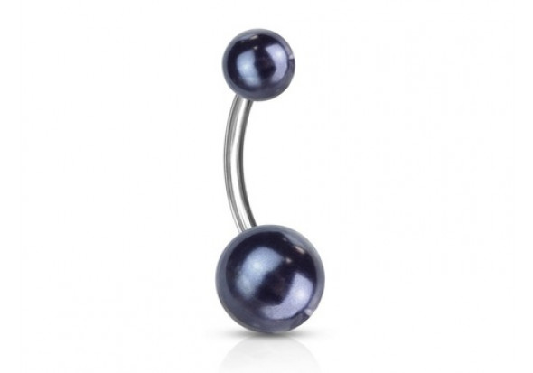Piercing nombril acrylique perle grise