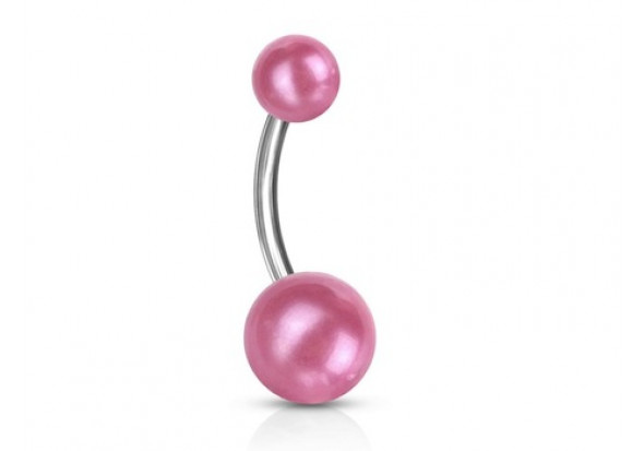 Piercing nombril acrylique perle rose