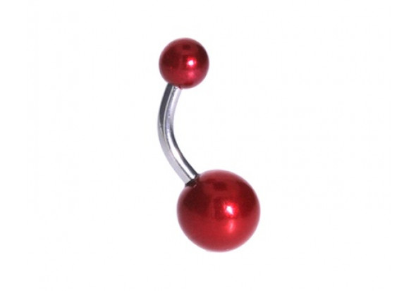 Piercing nombril acrylique perle rouge