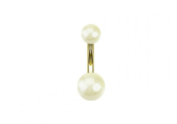 Piercing nombril acrylique perle creme anodisée