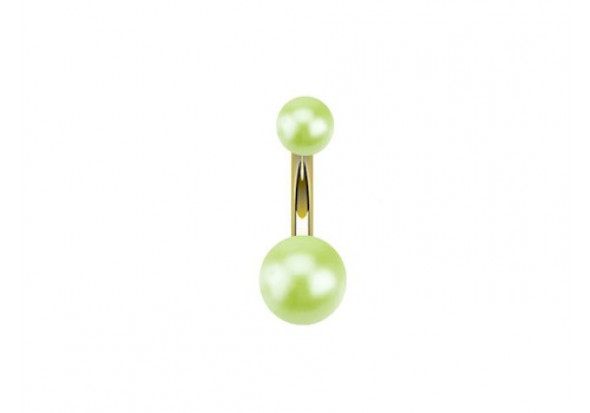 Piercing nombril acrylique perle verte anodisée