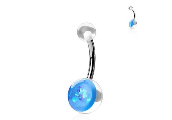 Piercing nombril acrylique opale brillante turquoise