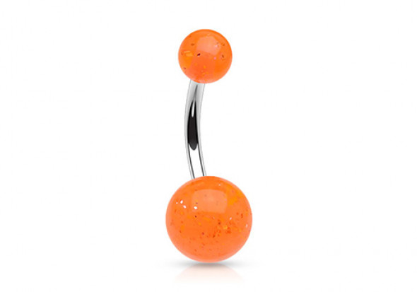 Piercing nombril acrylique paillette orange