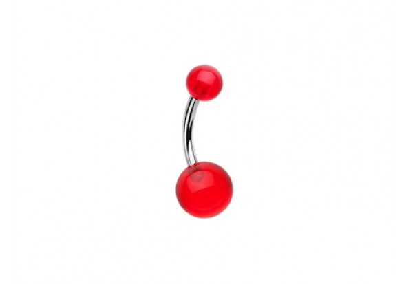 Piercing nombril ACRYLIQUE rouge transparent