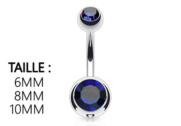 Piercing nombril basique pierre bleu