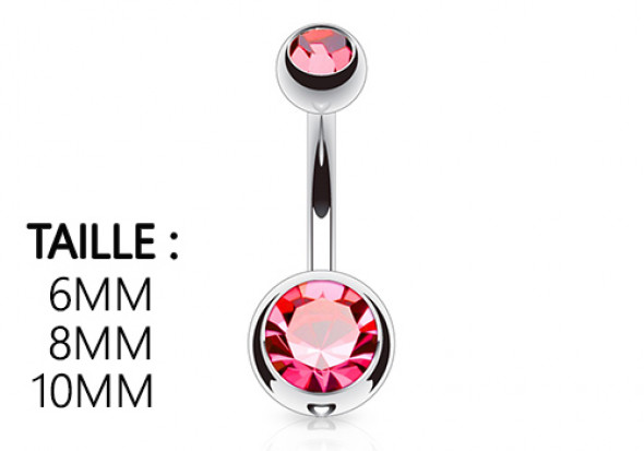 Piercing nombril basique pierre fushia