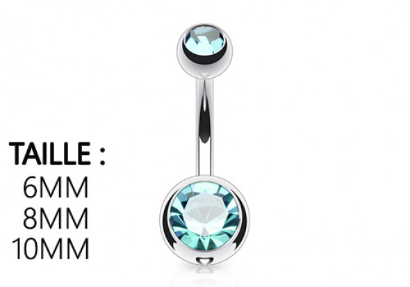 Piercing nombril basique pierre turquoise