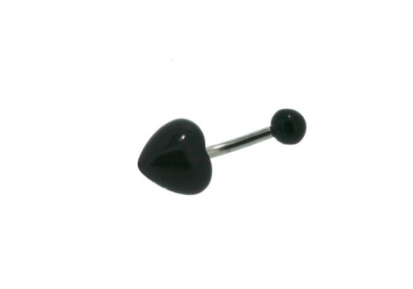 Piercing nombril fantaisie coeur acrylique noir
