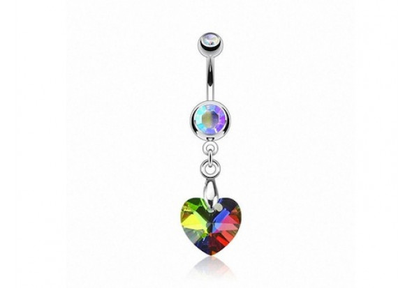 Piercing nombril coeur de cristal Vitrail